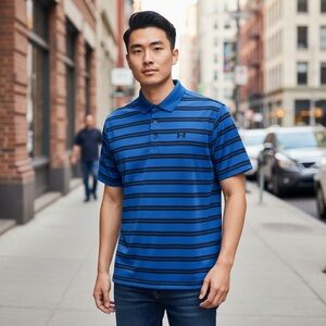 Under Armour Blue and Black HeatGear Polo Shirt - XL - Never Worn